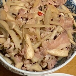 豚肉・エリンギ・ごぼうの甘辛炒め